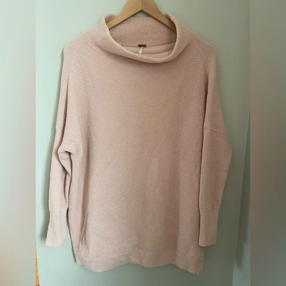 Free People Ottoman Slouchy Tunic Oversized Ribbed Mock neck Pink Women’s XS - Picture 3 of 9